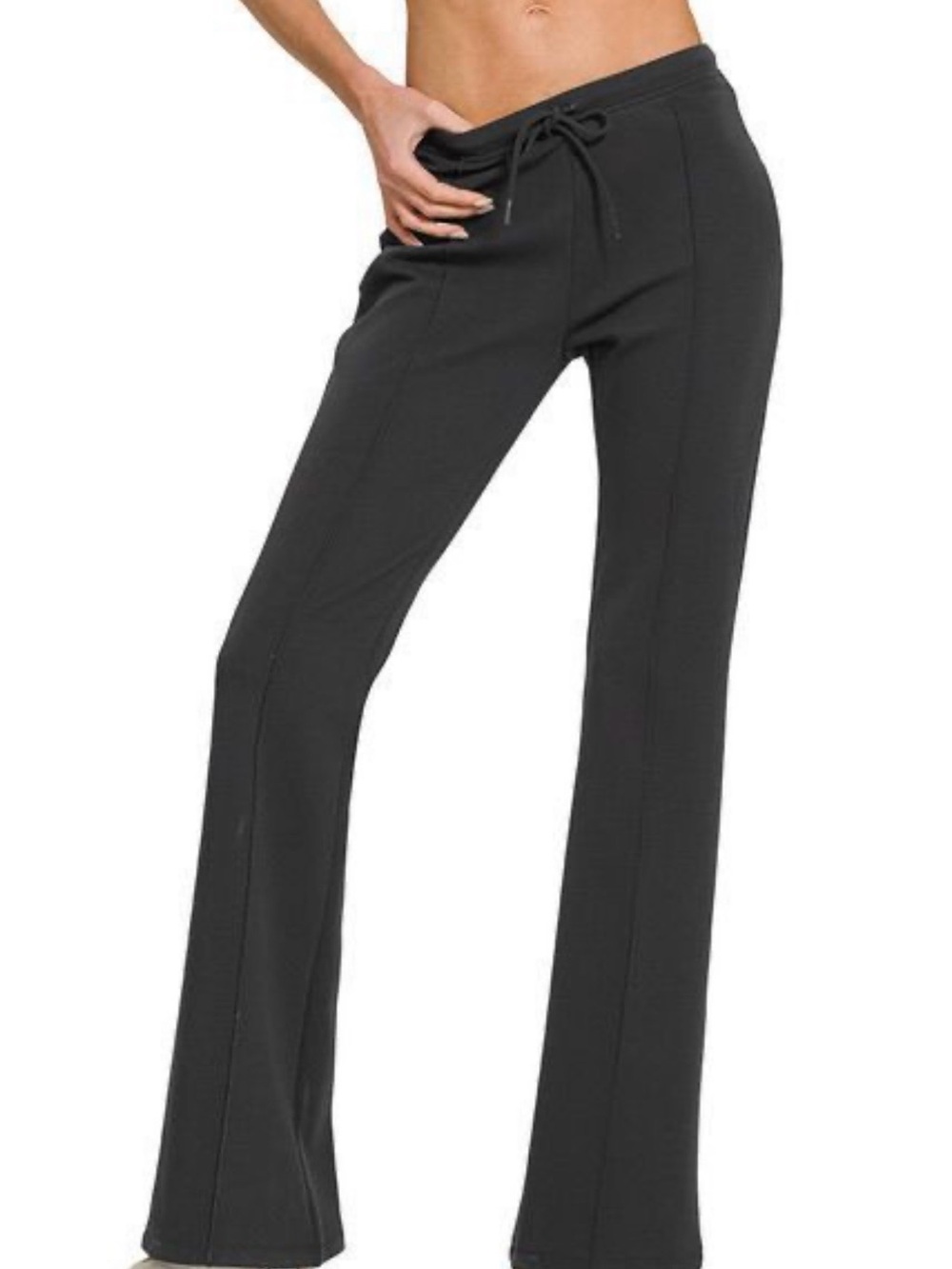 NWOT Zenana Point Scuba Drawstring Wide-Leg Pants - Black